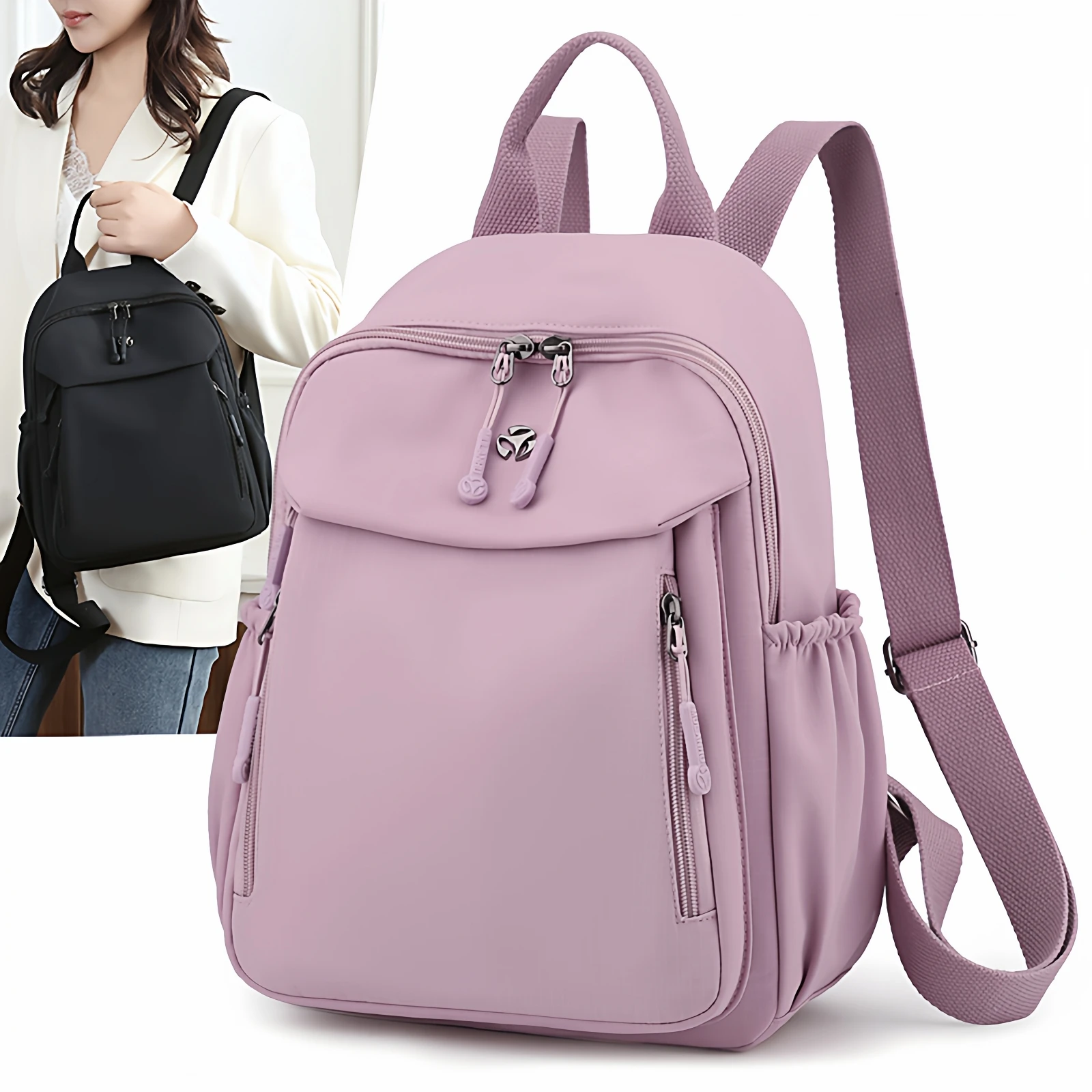 New Fashionable Oxford Cloth Nylon Backpack Large Capacity Lightweight Waterproof Travel Bag Mom Bag Casual Simple Style Soft...