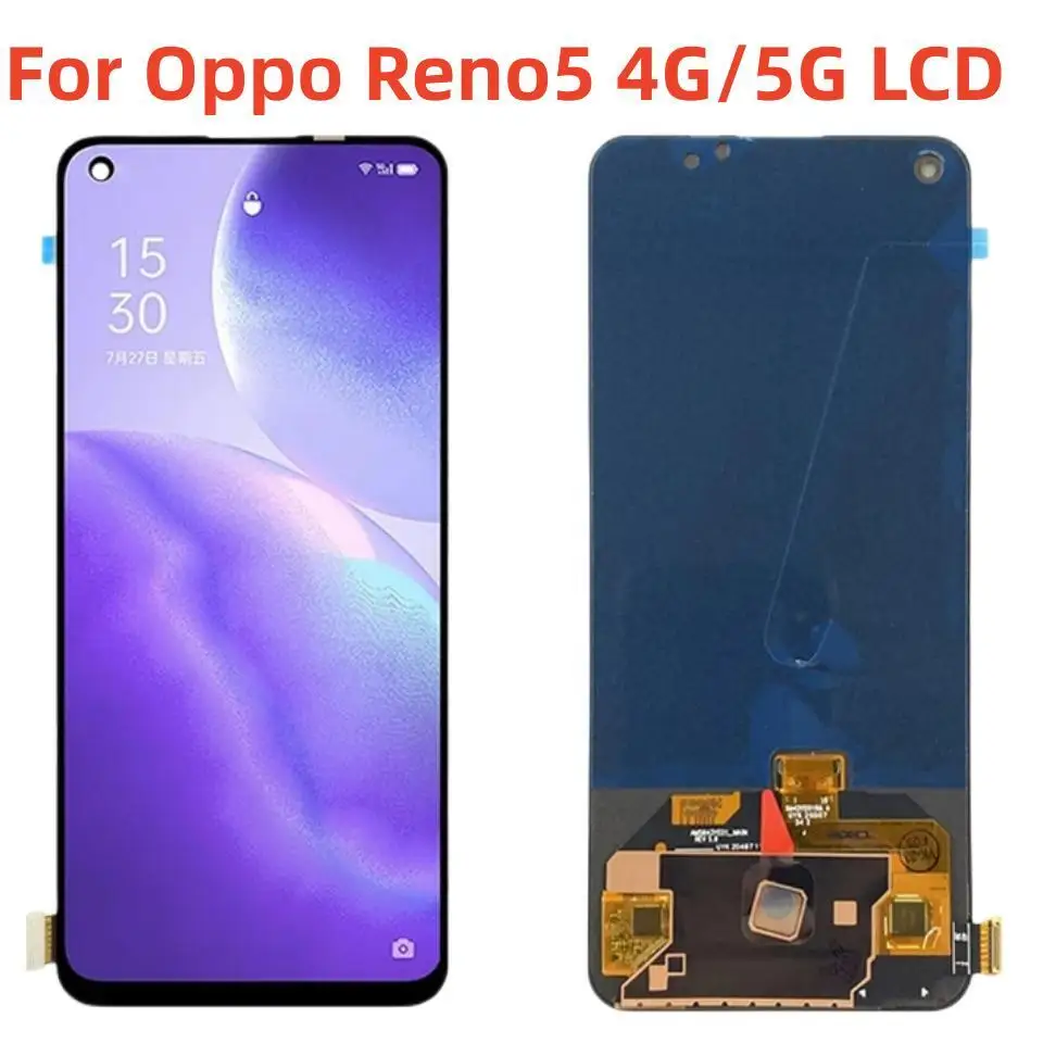 

OLED For Oppo Reno5 4G 5G LCD Display Touch Screen Digitizer Assembly For OPPO Reno 5 CPH2145 CPH2159 Display 100% Tested