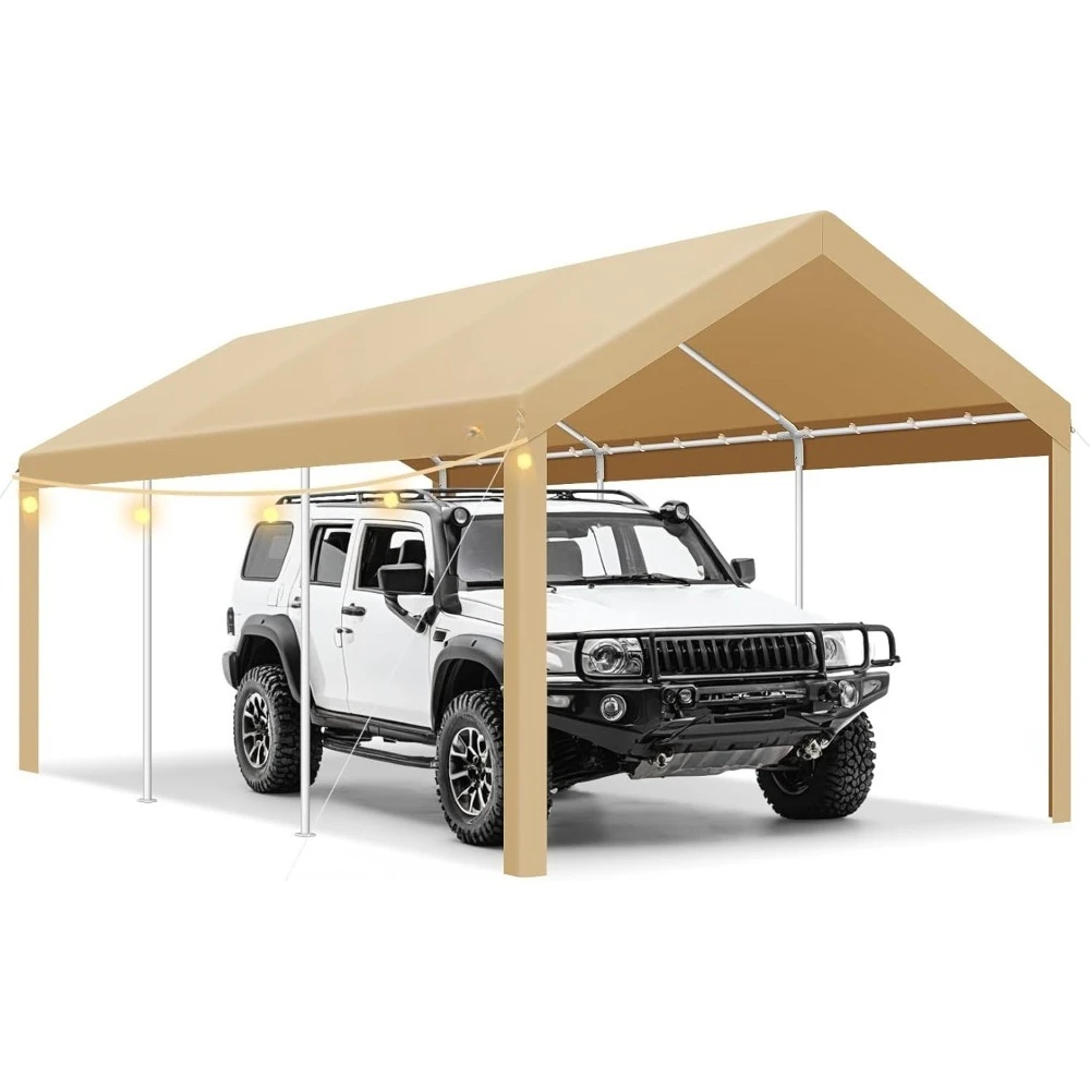 

Carports 10x20 Heavy Duty Car Tent Garage, Galvanized Frame Car Canopy Outdoor Shelter Waterproof & Uv Protected With Windproof