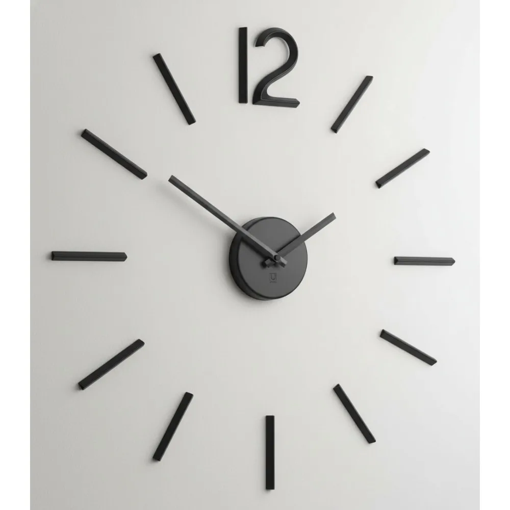ساعة حائط كبيرة بدون إطار مقاس 39.25 بوصة أرقام ملصقات ذاتية الصنع ديكور منزلي حديث بسيط أسود سهل اللصق