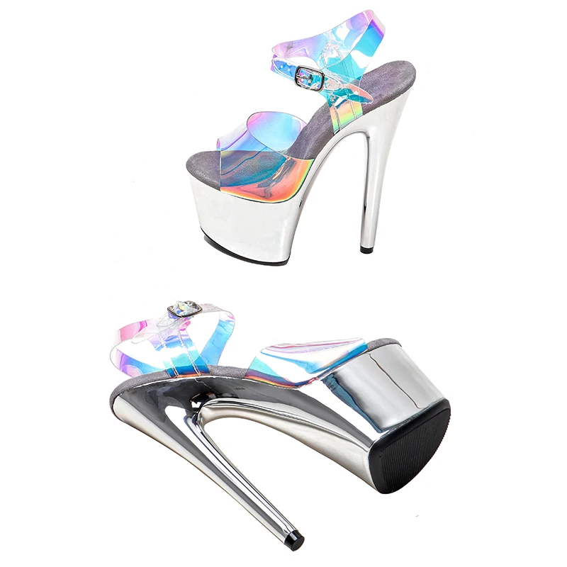 Leecabe 17CM/7Inch Holographic Exotic Sexy Fashion Platform Sandals  party High Heels Shoes Pole Dancing Shoes