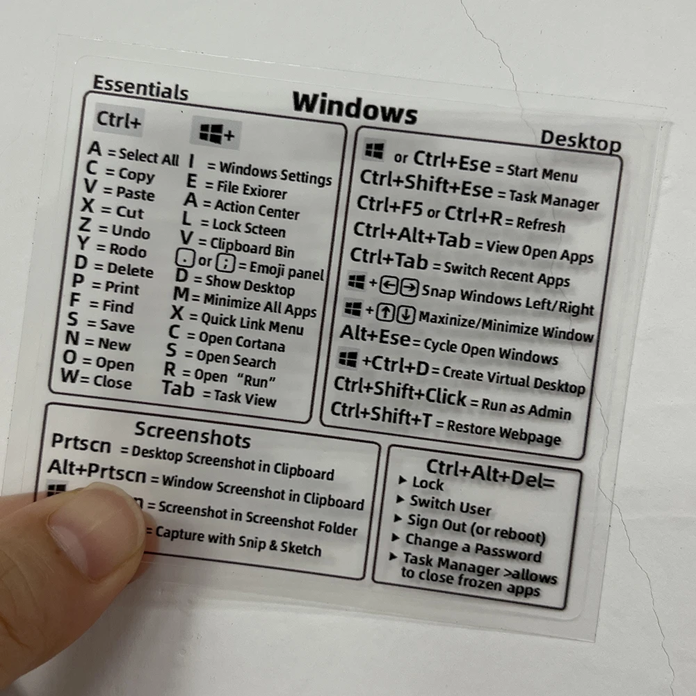 2ชิ้นเดสก์ท็อปที่สะดวกประสิทธิภาพซอฟต์แวร์สำหรับแล็ปท็อปมืออาชีพคู่มืออ้างอิงรวดเร็วสติกเกอร์แป้นพิมพ์ลัด