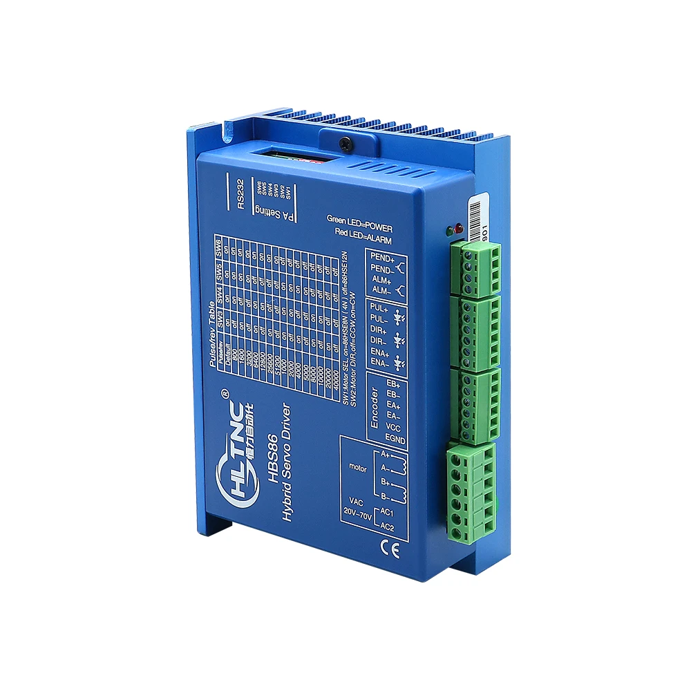 

HLTNC motor driver HBS86 2 phase RS232 8A 80V for numerical control closed loop nema34 motor