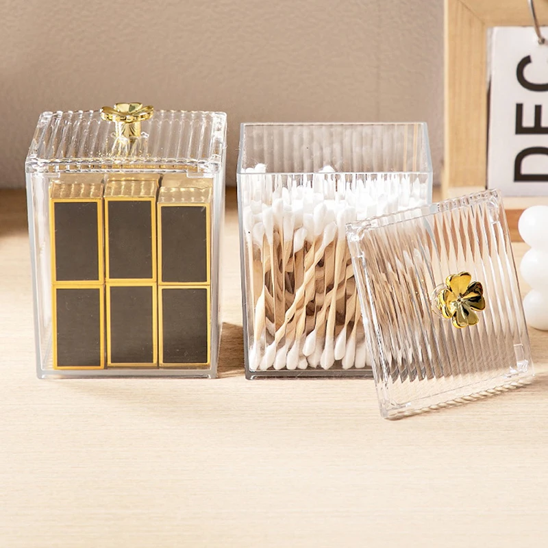 Makeup Storage Organizer Bathroom Jar Cotton Swab Storage Sq
