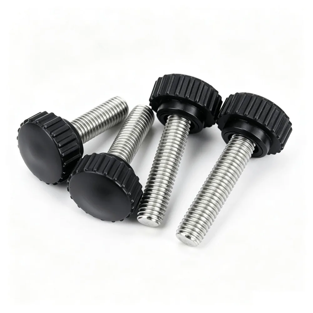 Knurled Plastic Bakelite Knob Thumb Screws M3 M4 M5 M6 M8 M10, 304 Stainless Steel Round Head Hand Screw No Tool Needed