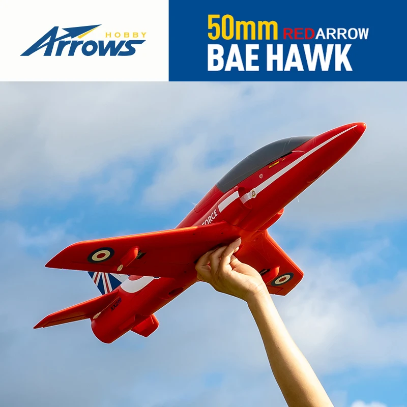 Arrowos Hobby 50mm Ducted Fan EDF Jet Model Aviation Starter Hand Throw Bae Hawk Simulation Fixed-Wing Assembly RC Aircraft Gift