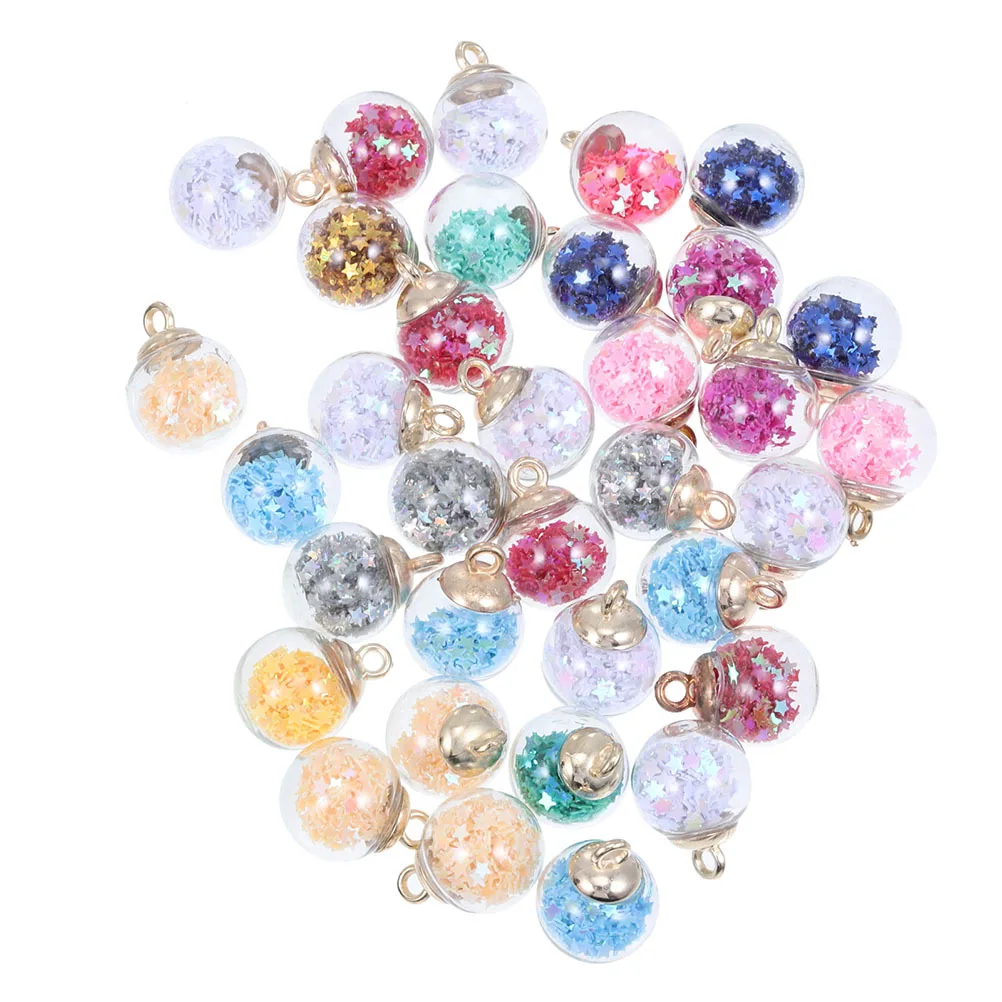 

60Pcs Delicate Glass Globe Charms Star Filled DIY Jewelry Pendants for Necklace Earring Keychain Bag Charm DIY Craft Projects