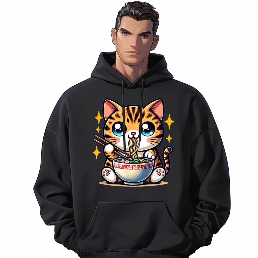 

Cute Japanese Kawaii Chibi Bengal Cat Eating Ramen Funny Shirts Mens Hoodies Men Christmas Sweater Long Sleeve