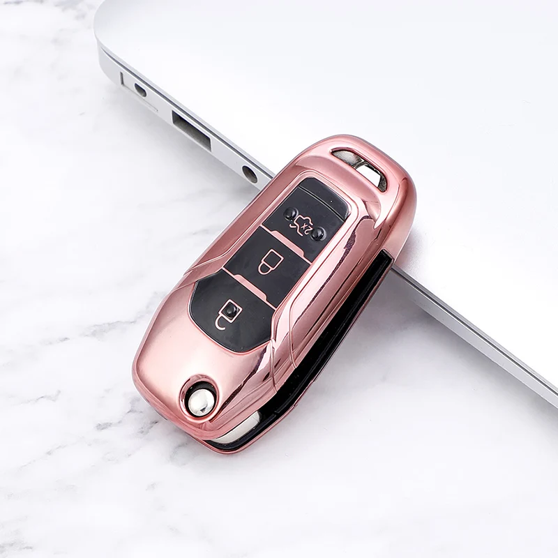 TPU Soft Car Flip Key Case Cover Bag Holder for Ford Ranger C-Max S-Max Focus Galaxy Mondeo Transit Tourneo Custom Ranger