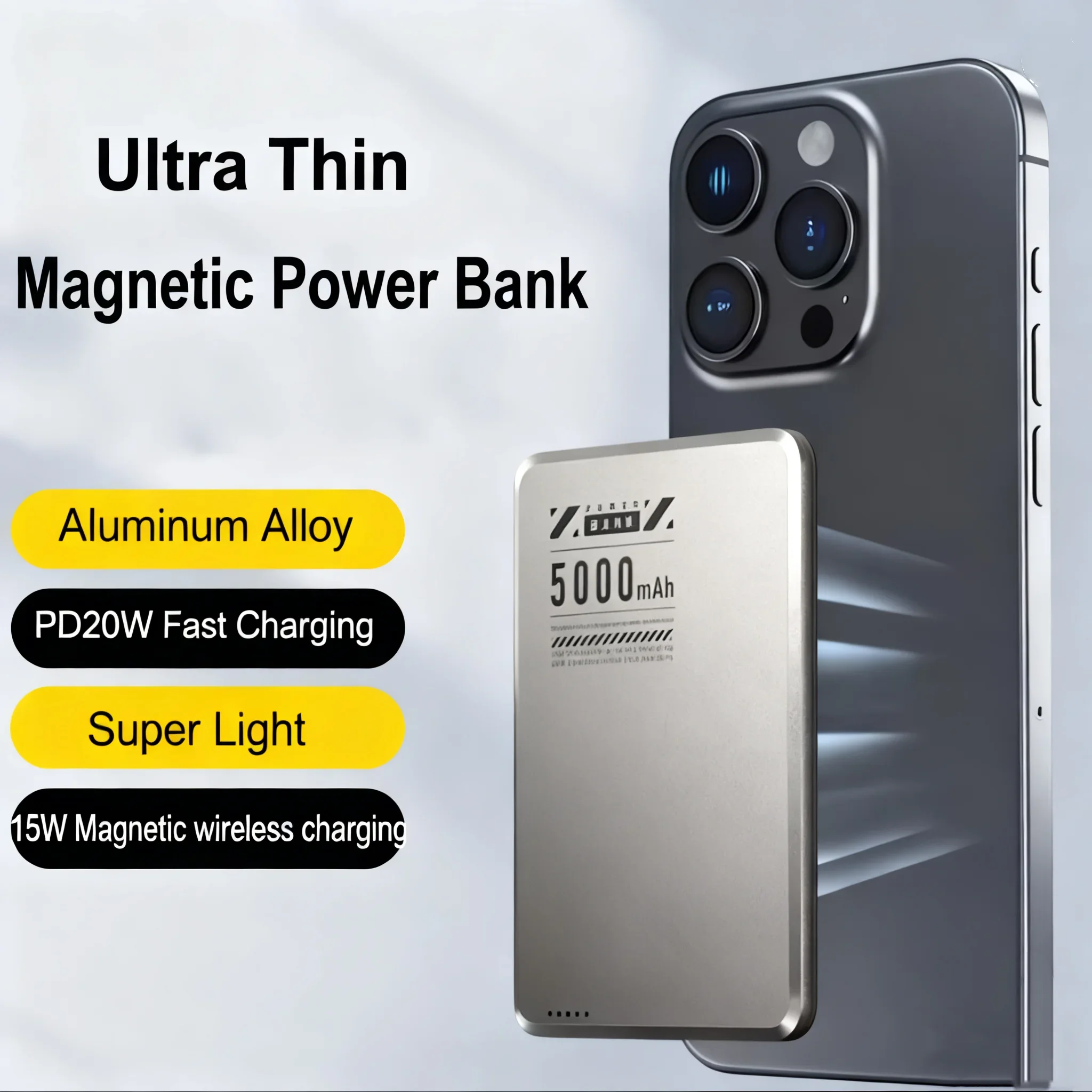 Ultra Thin Power Bank Magnetic Wireless PD20W Fast Charging for iphone Samsung MagSafe Powerbank Portable Charger Spare Battery