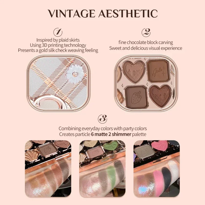 Flower Knows 8-Color Eyeshadow Palette Shimmer Matte Pressed Glitter Rare Beauty Long-Lasting Eye Shadow Pretty Makeup Cosmetics