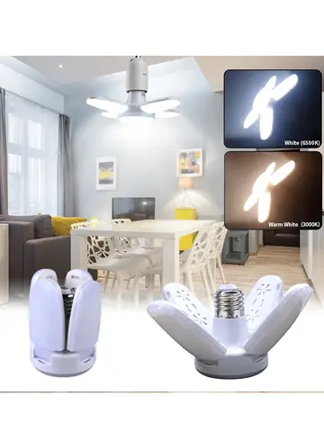 28W Fan Shape LED Bulb E27 LED Lamp Foldable 220V 110V Light Bulbs For Home Living Room Warehouse Garage Ceiling Light