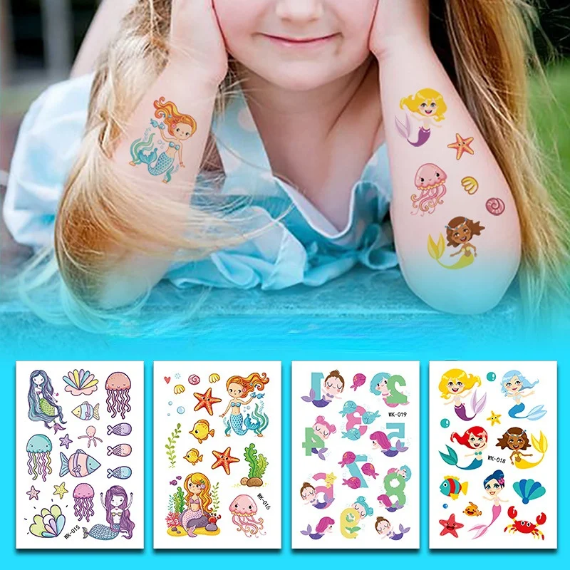 

10Pcs Cartoon Makeup Temporary Tattoo Sticker Cute Fake Tatoo Stickers Waterproof Small Body Art For Children Tatuaze Dla Dzieci