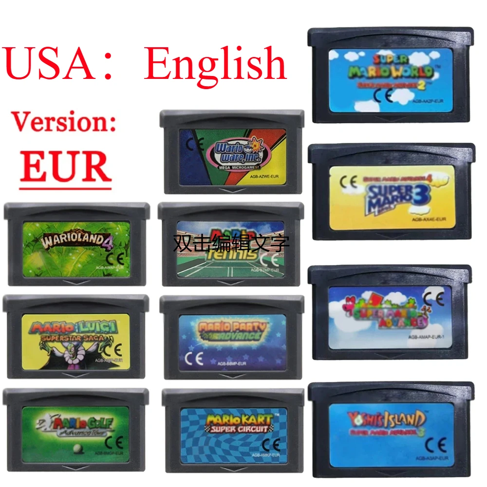 

Серия Mario Super Mario Bros Wario Land4 Mario Golf Mario Kart of EUR Версия GBA Игровой картридж 32-битная карта игровой консоли