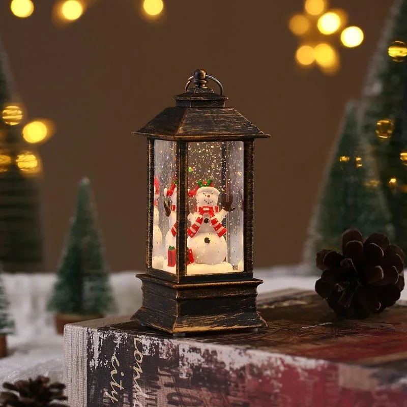 Retro Square Lamp Santa Claus Night Light Christmas LED Wind Lights Christmas Tree Ornaments Christmas Home Decoration Gift