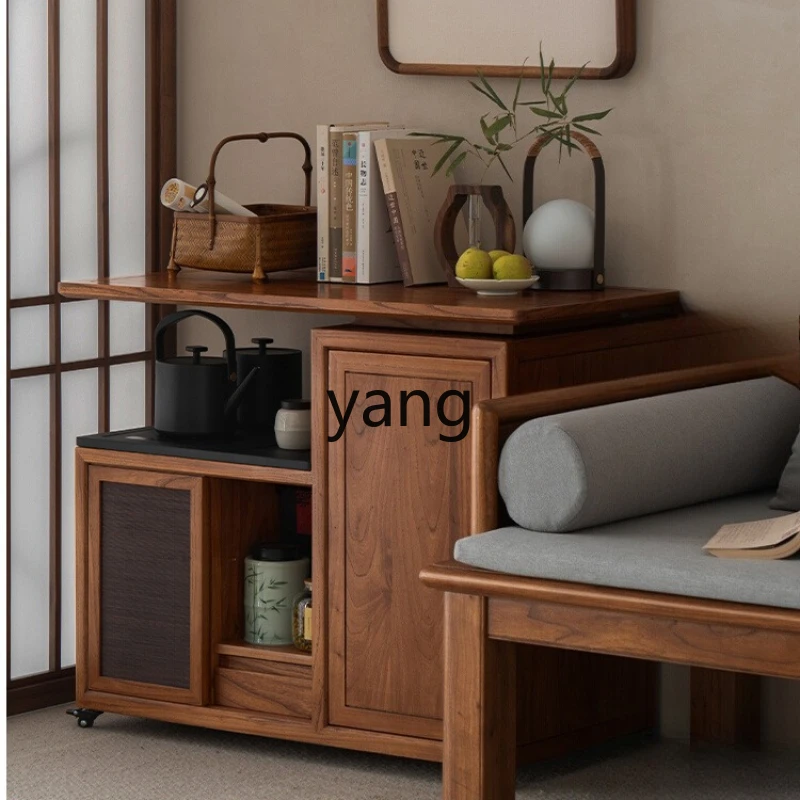 

LZR Movable Solid Wood Tea Cart Living Room Home Sofa Side Table