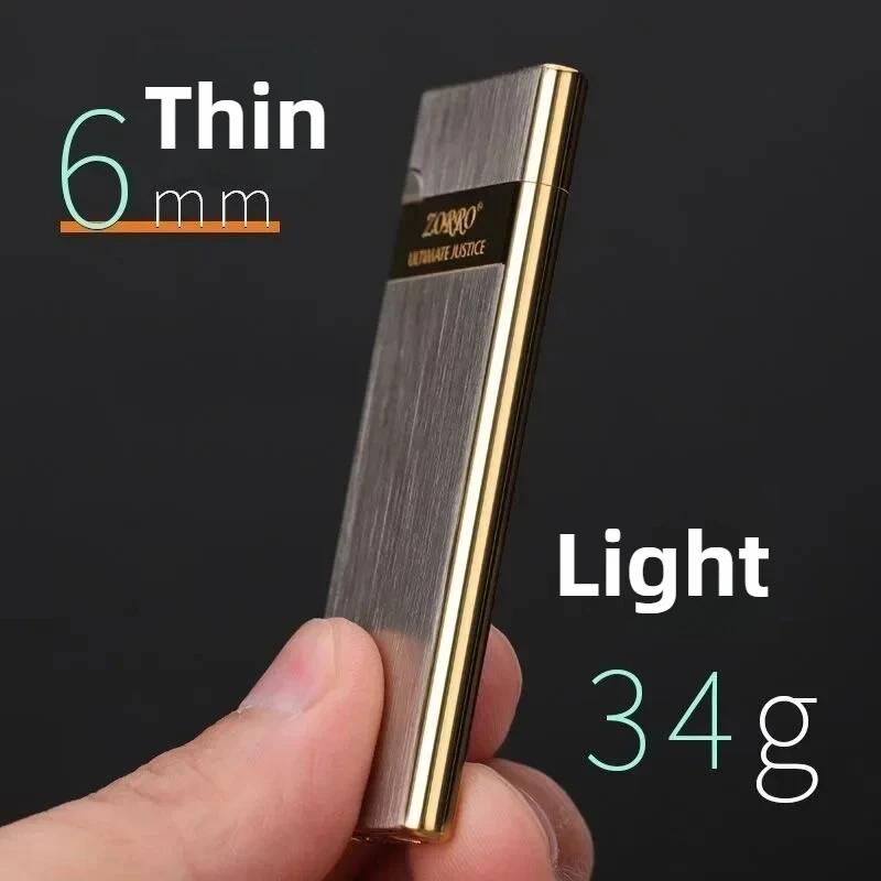 

Zorro 636 Metal Ultra Thin Butane Gas Inflatable Grinding Wheel Lighter Holiday Gift Smoking Accessories Men's Small Tools Gift