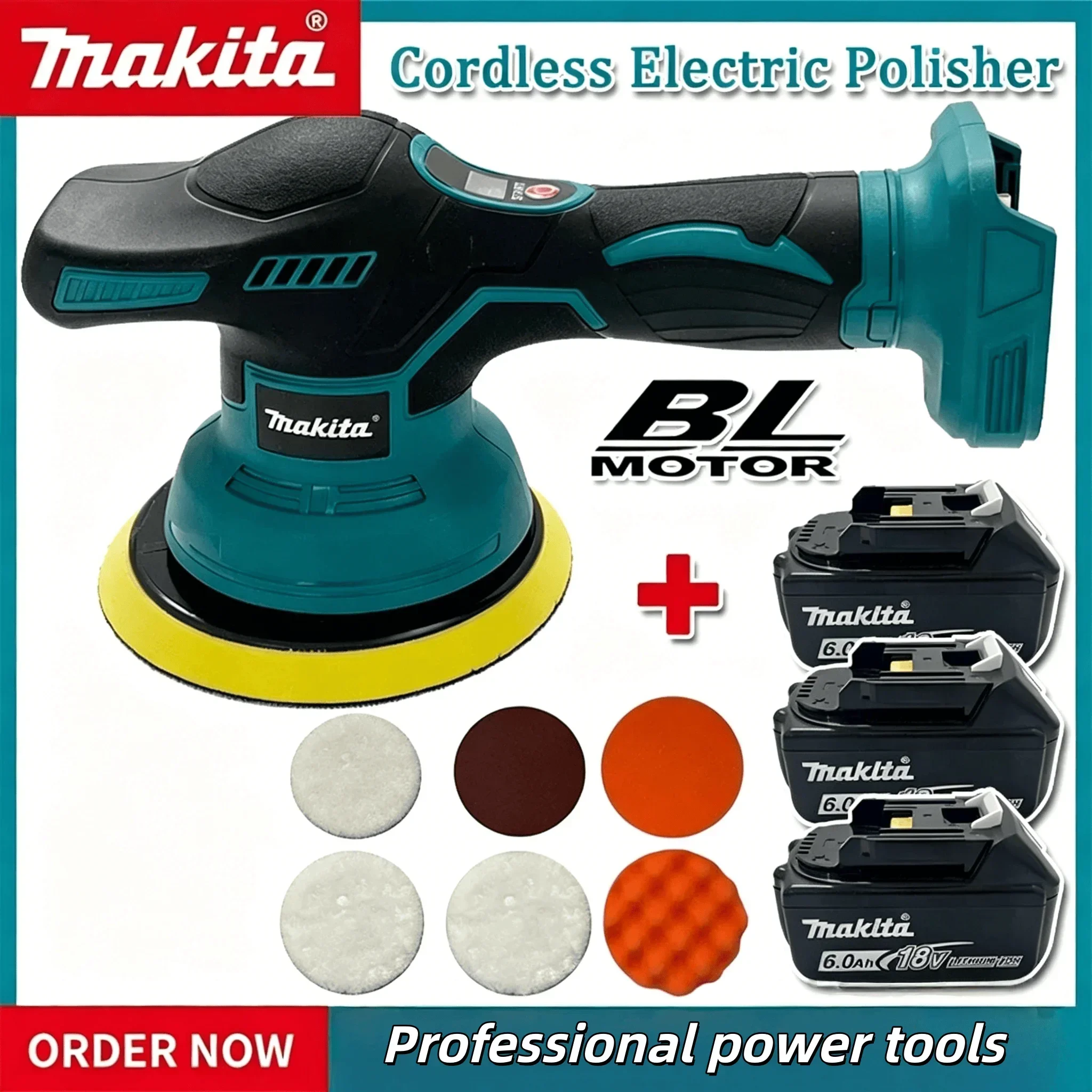 

Makita Cordless Polisher 8 Gears Digital Display Electric Polisher Auto Car Waxing Polishing Machine For 18V Battery