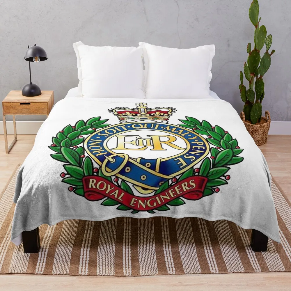 

Royal Engineers. Badge. On Navy. Classic Throw Blanket Plaid Soft sofa bed Comforter Blankets