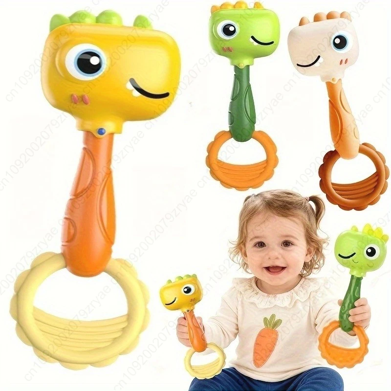 Chocalho calmante de dinossauro BABY, sensorial não tóxico seguro com som crinkle, presente para Natal, Halloween, aniversários, design brincalhão