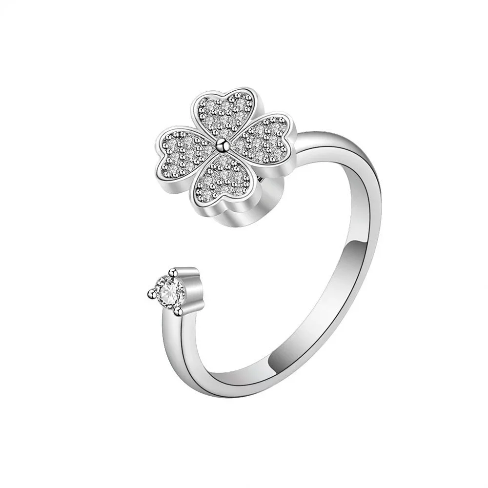 VENTFILLE 925 Sterling Silber Mond Und Sterne Zirkon Drehbare Ring Für Frauen Geschenk Diamant Stress Lindern Ring Schmuck Großhandel