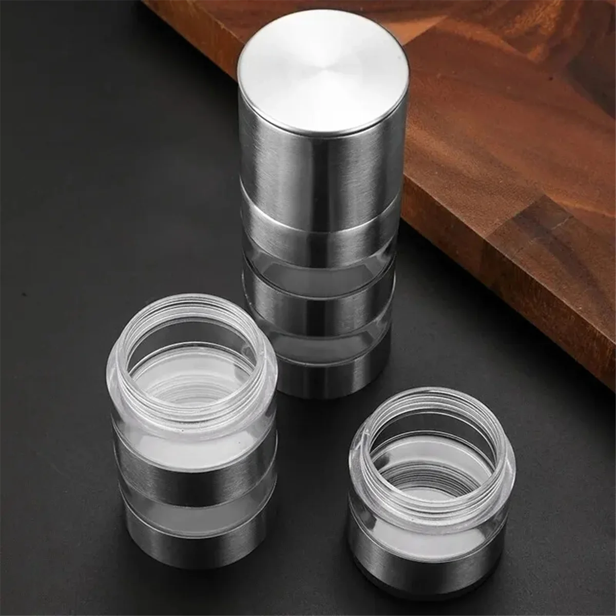 Pepper Grinder, Salt and Pepper Ginder, Stainless Steel Spice Grinder, Multi-Layer Manual Pepper Mill, Spice Crusher B