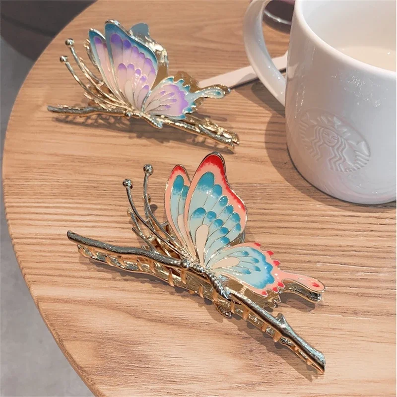 New Metal Butterfly Grab Clip Girls Ponytail Hair Clip Korean Elegant Geometric Hair Crab Girls Delicate Hair Accessories