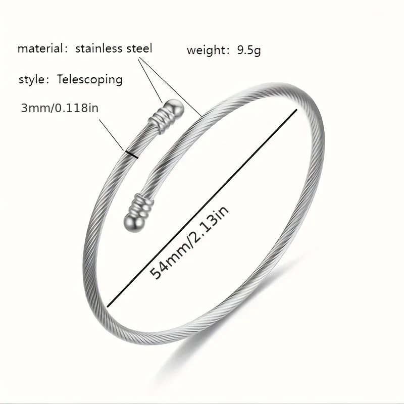 Fashionable And Exquisite New Style Wire Rope Shape Simple Open Stainless Steel Bracelet For Temperament Men And Women Jewelry