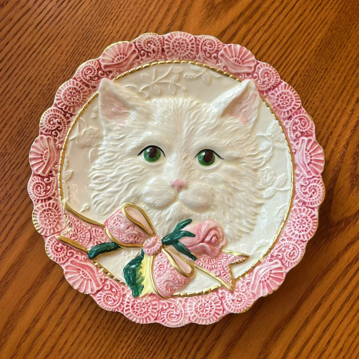 European-Style Manual Painting Golden Cat Ceramic Wall-Plate Advanced Home Desktop Wall Decoration Kakeban Soft Decoration