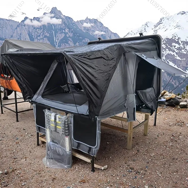 Quick Easy Setup ABS Hard Shell Roof Top Tent Waterproof Side Open Clamshell 3-4 Person Offroad Camping with Ladder Accessory