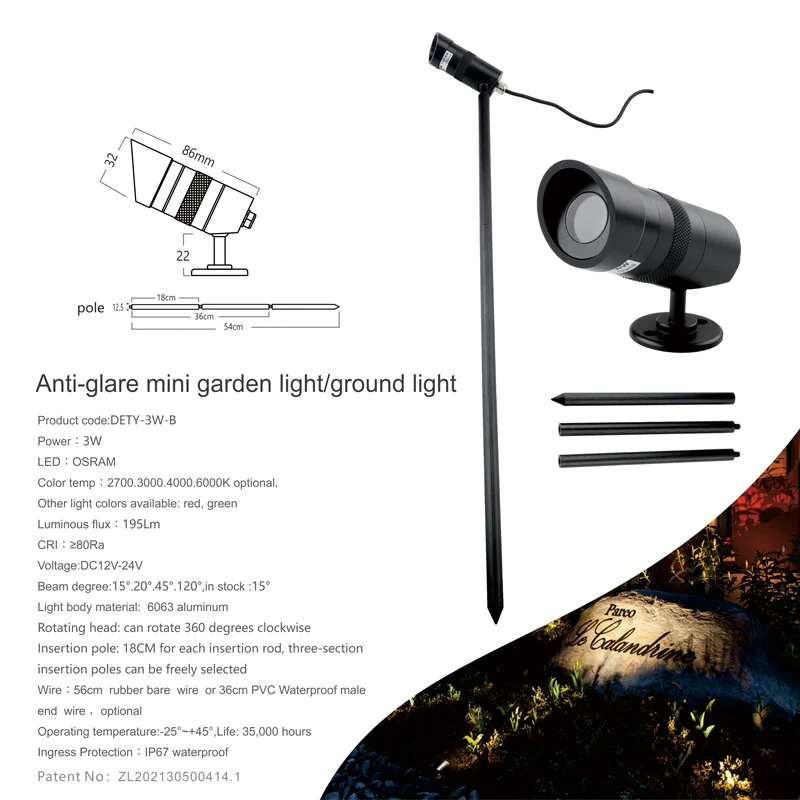 1 sztuk mikro regulowane zewnętrzne reflektory LED 12V 24V 3W IP67 zewnętrzny ogród Uplight krajobraz ścieżka światło punktowe Spike lampa trawnikowa