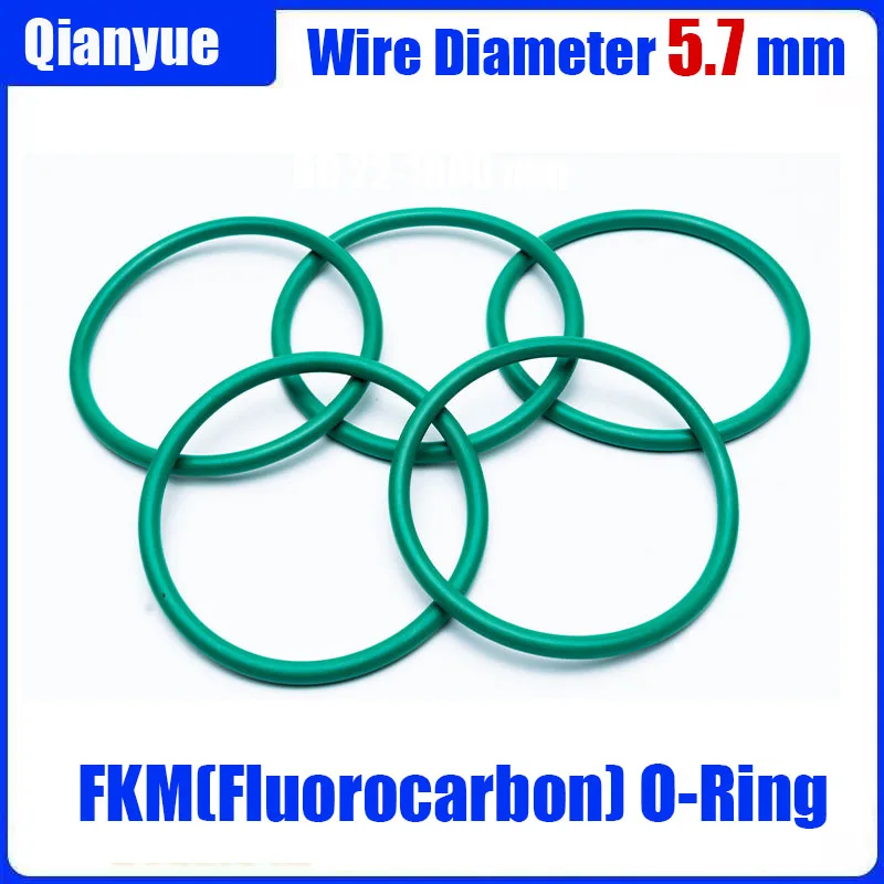FKM O-Ring 5,7mm Kordel-Außendurchmesser 22-1000mm - Hochdruckdichtung für Hydraulik/Chemikalien/Petroleum, Maßanfertigung (Fluorkohlenstoff, 250) ° C) – Detail 4