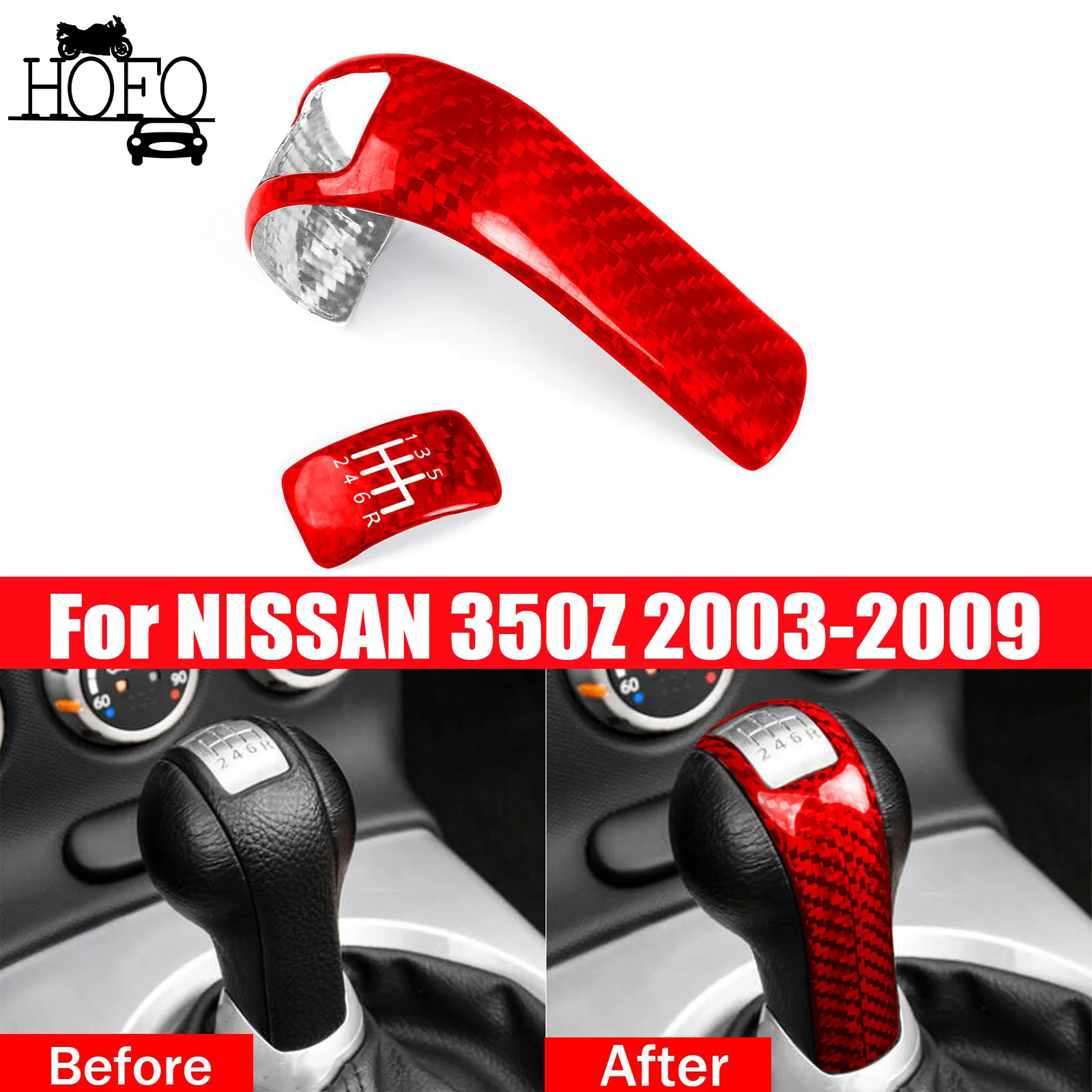 

Manual Gear Shift Head Knob Cover Trim For NISSAN 350Z 2003-2009 Carbon Fiber Black