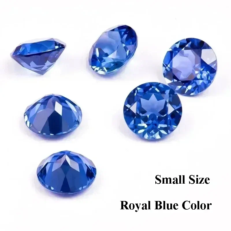 

Lab Grown Sapphire Small Size Round Shape Royal Blue Color Gemstones for DIY Ring Necklace Earrings Making Extremely Shiny