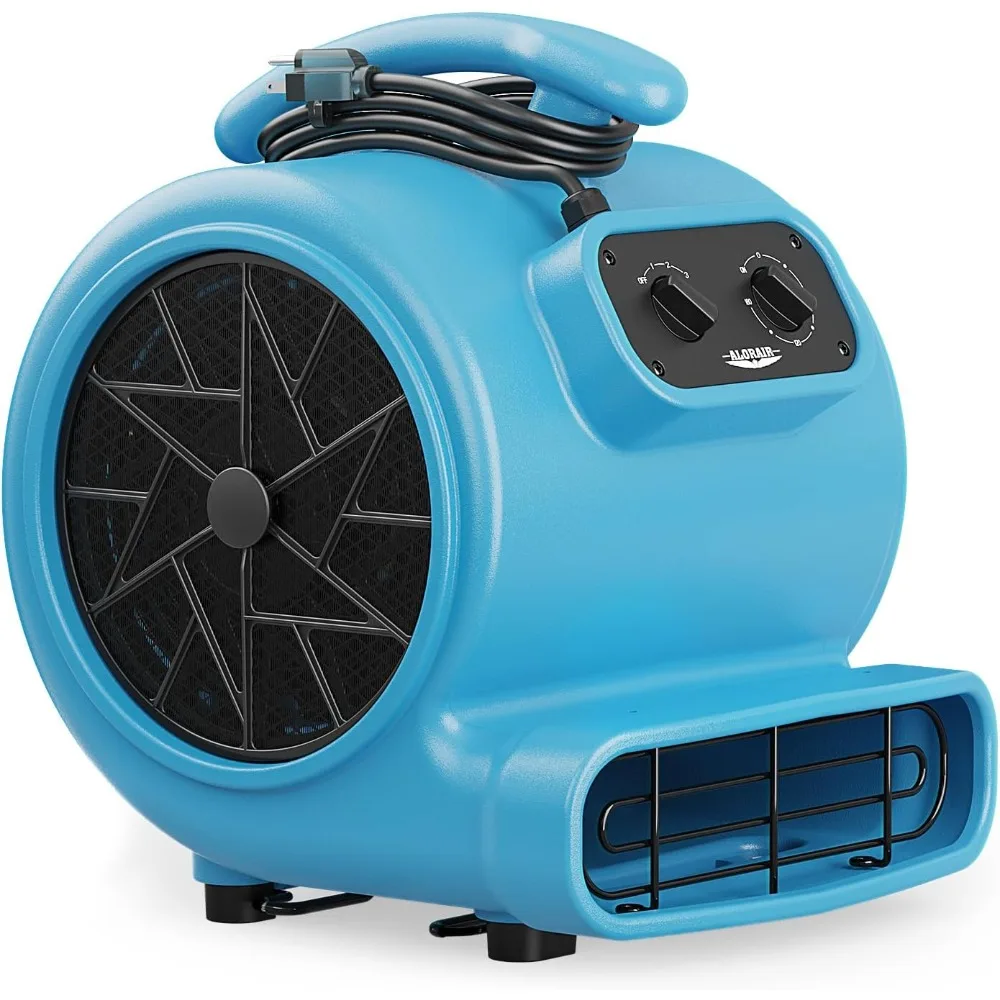 مروحة نفخ محرك الهواء 2000 CFM للصناعة، مروحة تجفيف الأرضية، مجفف السجاد - مؤقت، فلتر، قابل للتكديس، 3 سرعات، 5 Adj