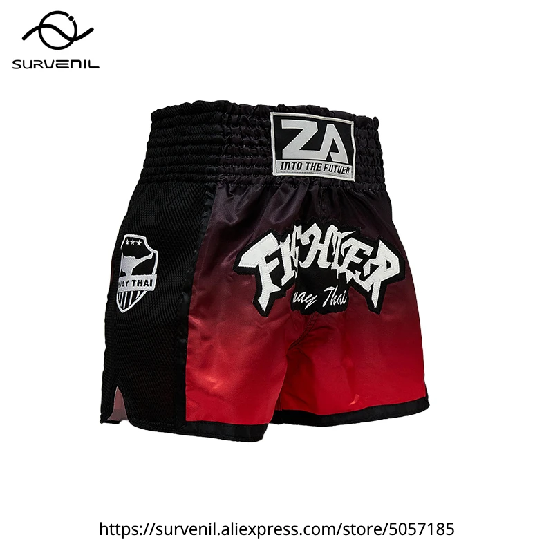

High Quality Thai Boxing Shorts Gradient Muay Thai Shorts Men Women Kids Ombre Red Black BJJ MMA Fight Kickboxing Training Pants