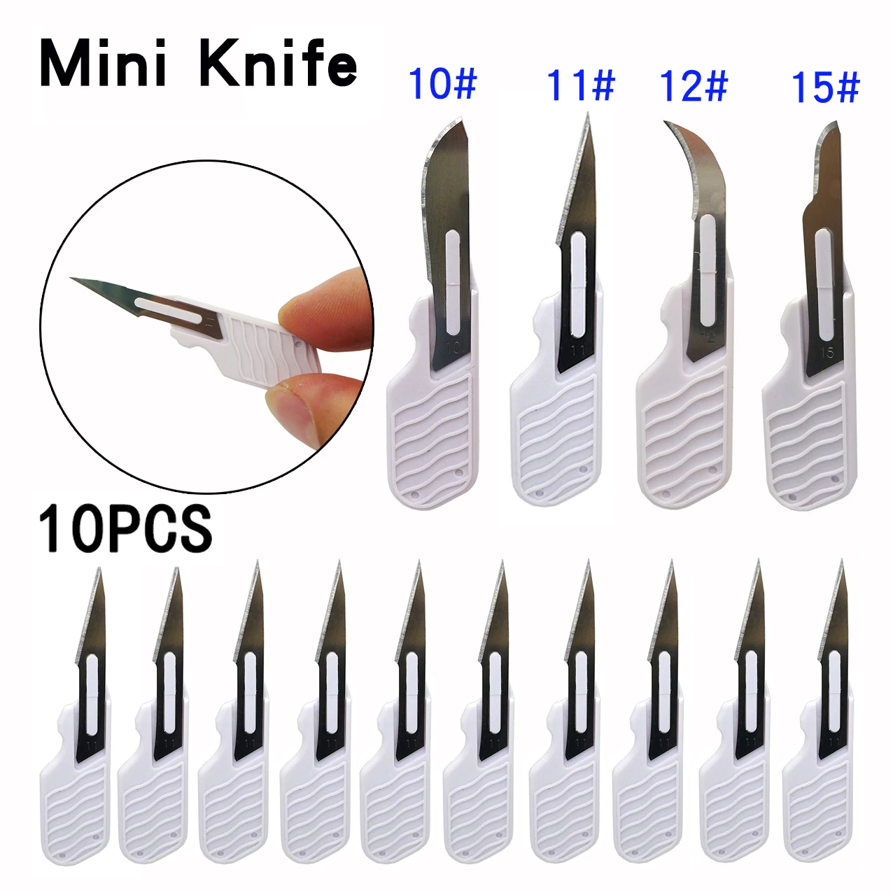 10pcs Short Handle No. 11 Scalpel Sharp 10/12/15 Portable Mini For Outdoor Knife Plant Repair DIY Carving Unpacking Knife Tool