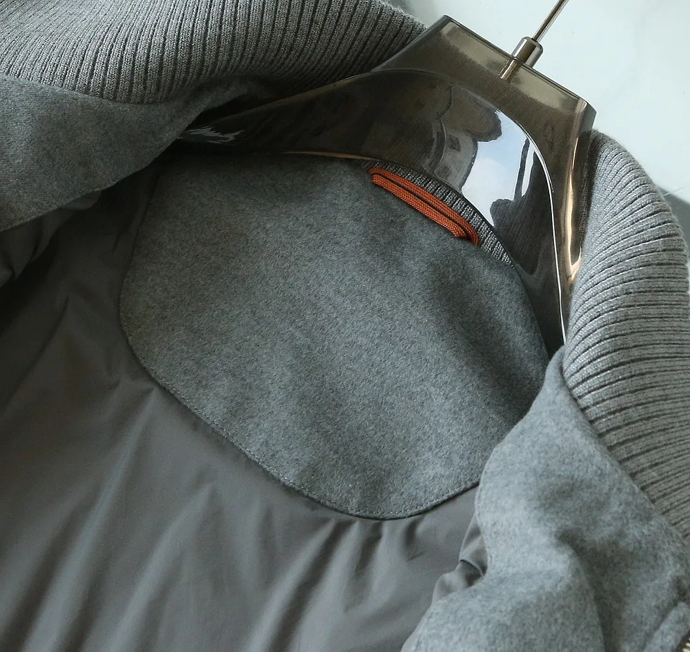 Italian Sle ZZ Autumn Winter New Men's Busin Casual Knitted Patchwork down Jaet Stand Collar All-Match Lightweight Coat