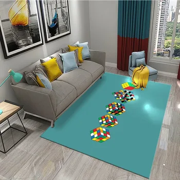 Colorful magic cube carpet intelligence game theme rug bathroom non-slip doormat mat living room bedroom children&#x27;s crawling carpet