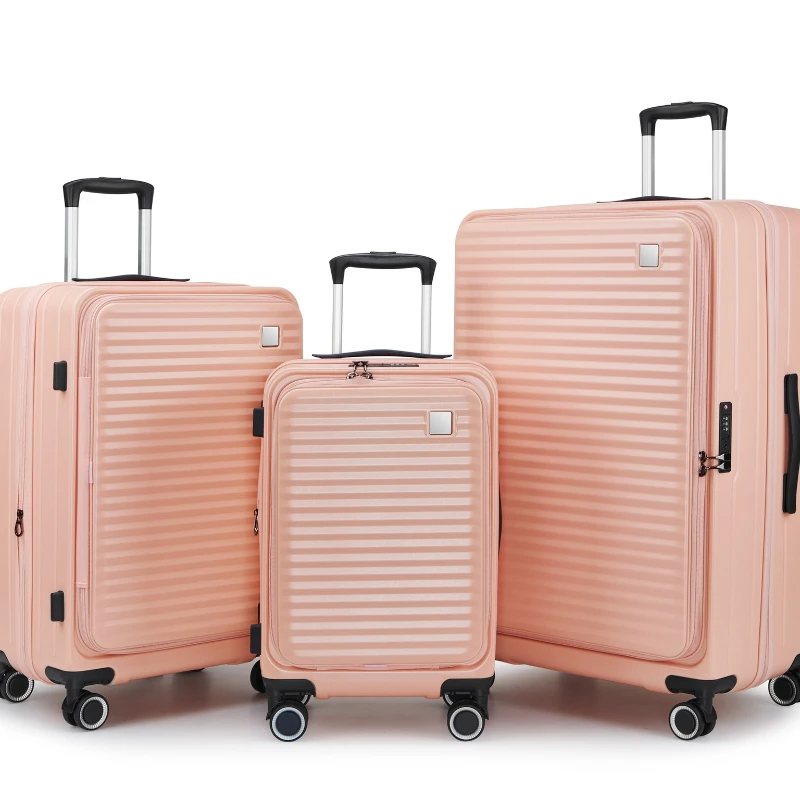 

Cross-border multi-functional trolley case Front open suitcase 20-inch thickened boarding password case Expandable