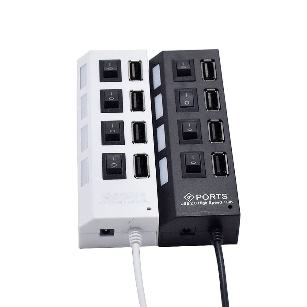 4-Port USB Hub 2.0 High Speed Data Transfer Backward Compatible USB 1.1 Built-in 45Cm Cable Multi Protection Travel Friendly