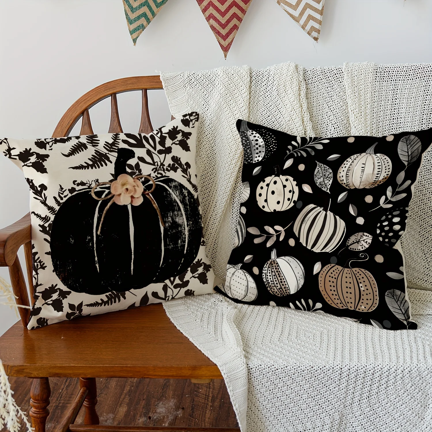 

Juego de fundas de almohada de otoño Hello Pumpkin de 4 - 18.0 x 18.0 in, hojas de otoño, decoración de cosecha de Acción de