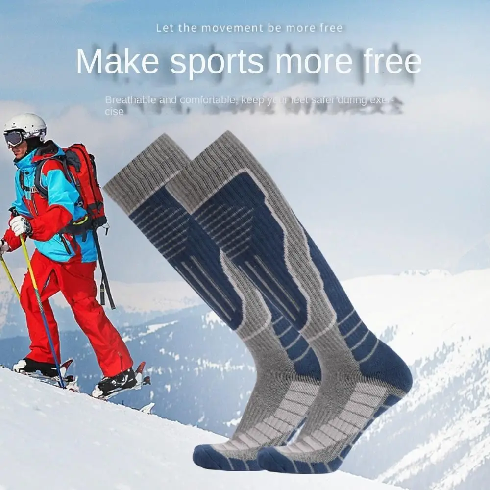 

1 Pair of Sweat Absorption Ski Socks Warm Towel Bottom High Tube Sports Socks Anti Wrinkle Cotton Mountaineering Socks