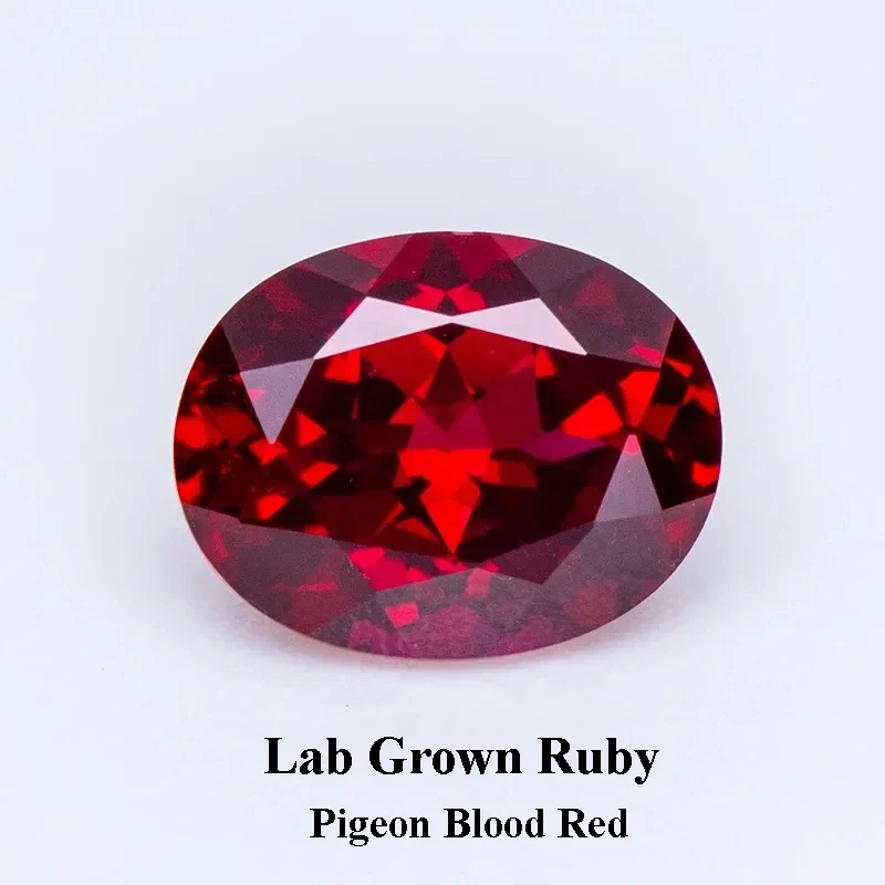 

Lab Grown Ruby Oval Shape Pigeon Blood Red Gemstones Charm Beads for Diy Jewelry Making Materials Selectable AGL Certificate