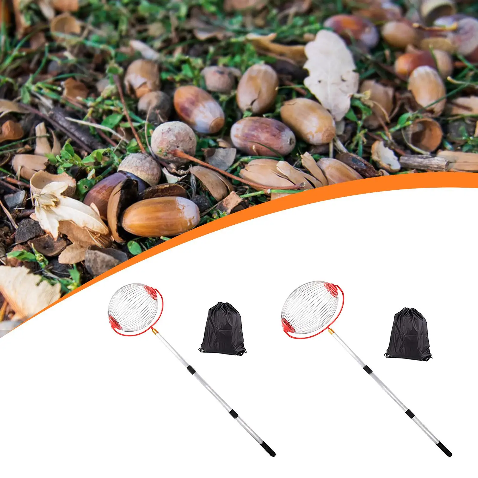 

Nut Gatherer Acorn Pecan Picker Garden Rolling Harvester Fruit Collector for Orange