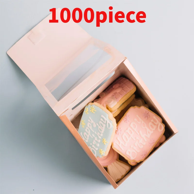 

10 00piece.Custom.Cup Cake Box Custom Logo Printed Macaron Cake Bakery Dessert Cookie Boxes With Window