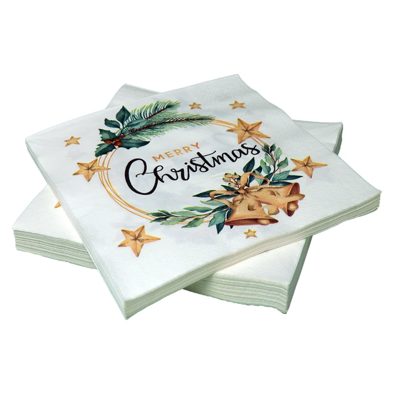 

50 pieces per pack 3layers thickening colored printed paper napkins christmas party tissues 33*33cm square disposable napkins