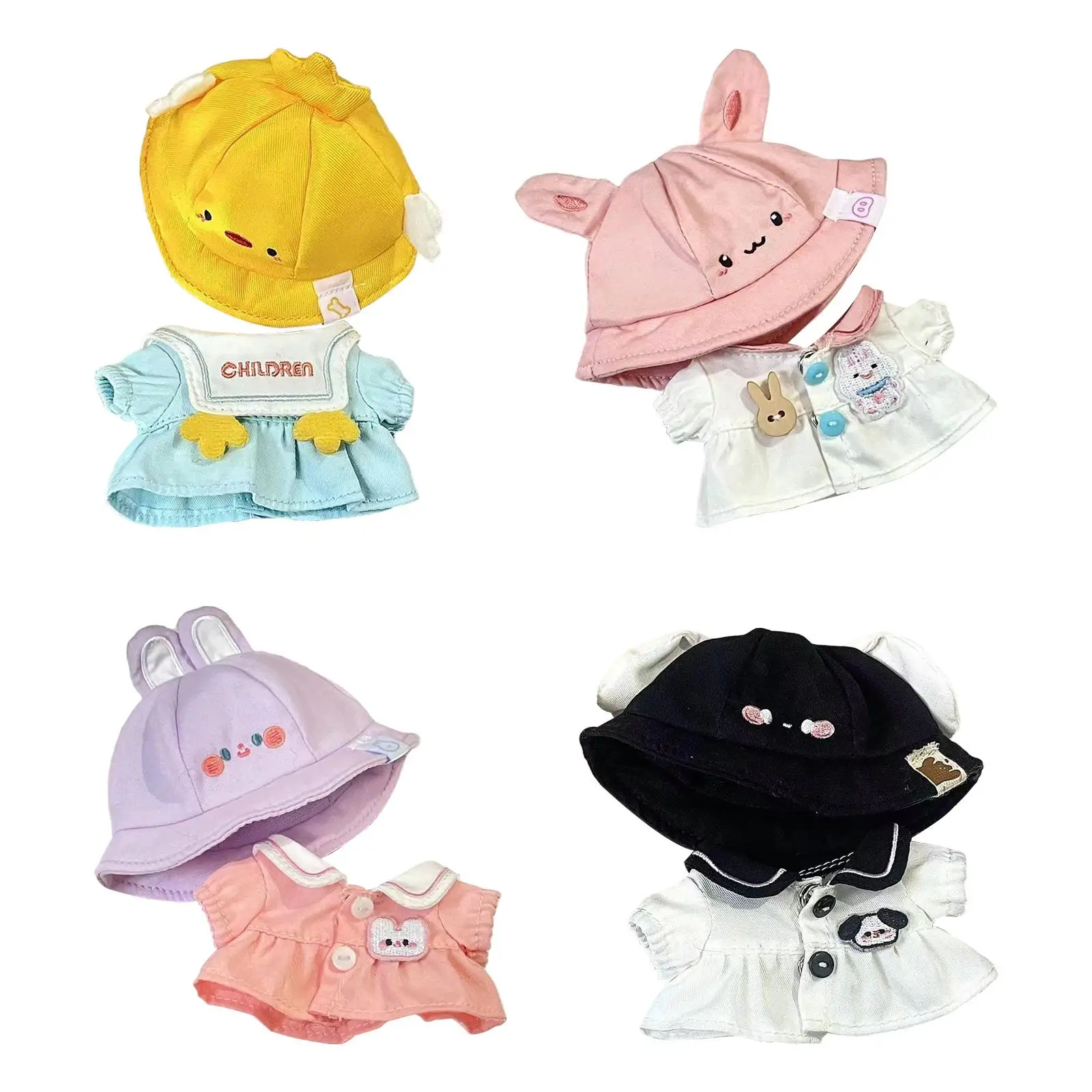 

Plush Figure Toy Dress with Hat Make Your Own Dolls Hands on Clothing Photo Props Stuffed Figures Toy Dress for 17cm Dolls