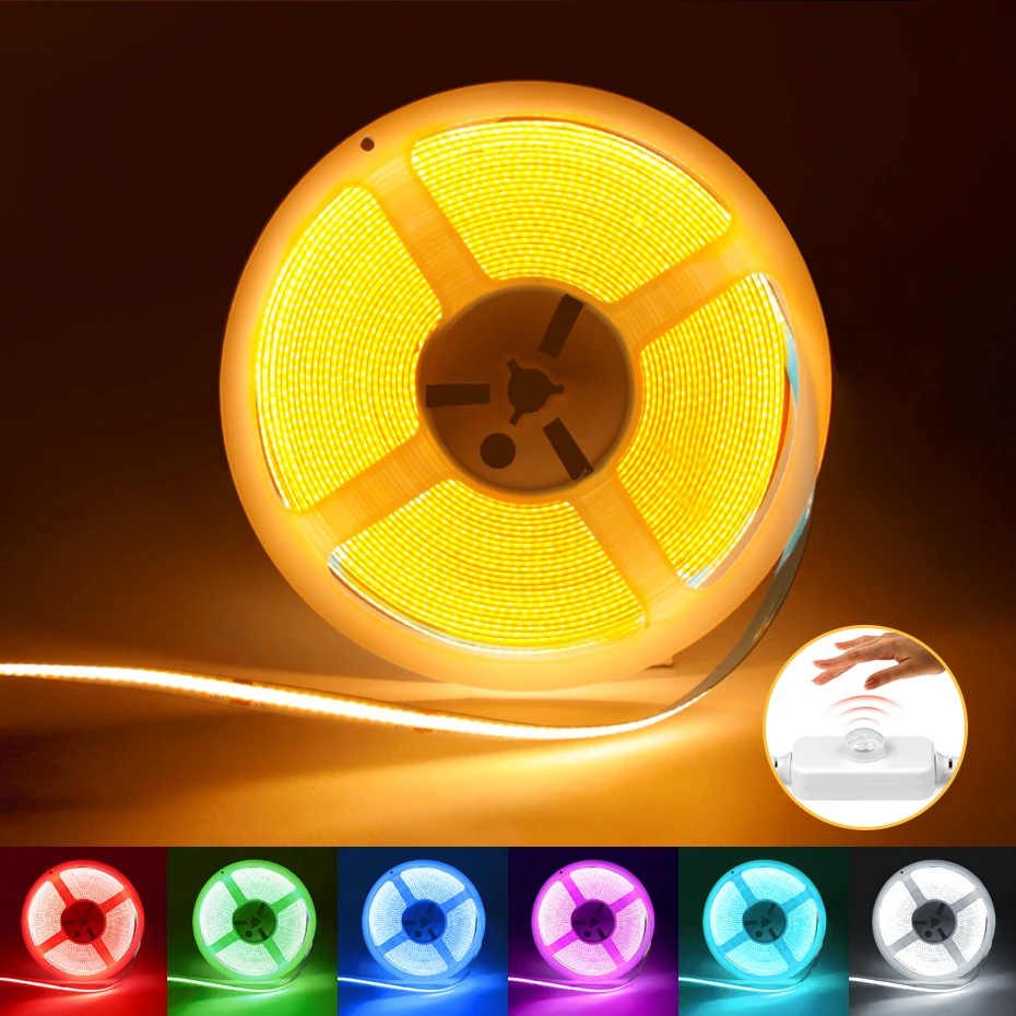 

Супер яркая светодиодная лента COB, 24 В, PIR датчик движения, светодиодная лента для шкафа, клейкая гибкая лента, шкаф, кухонное освещение