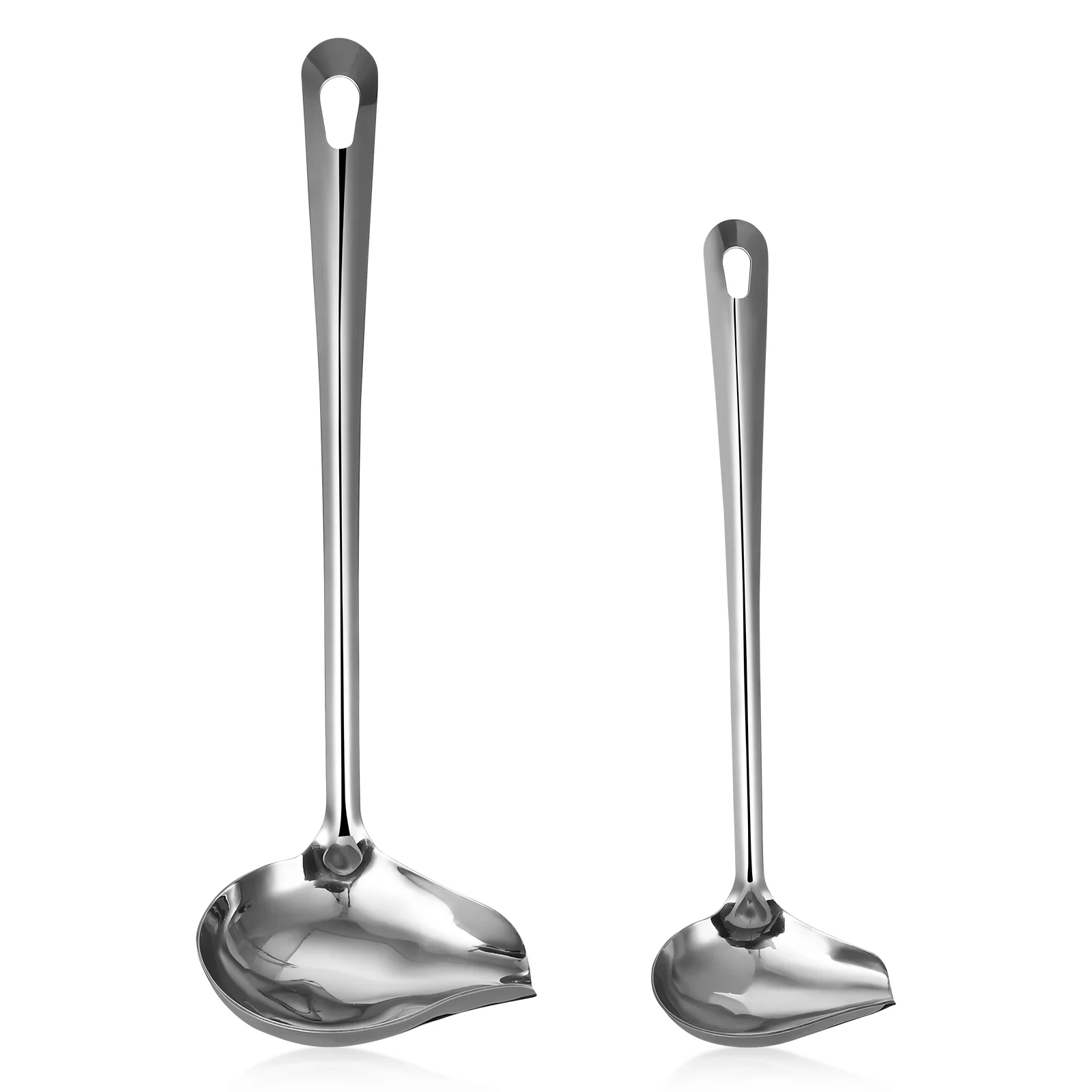 2 Pcs Soup Spoons Ladle Oil Gravy Small Stainless Steel with Pour Spout Silver Drizzle Sauce